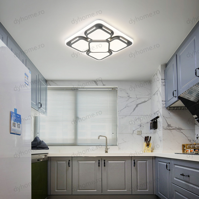 Lustra LED patrat design Alb si Gri cu telecomanda, dimabila, 96W [2]