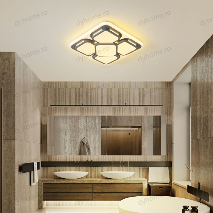Lustra LED patrat design Alb si Gri cu telecomanda, dimabila, 96W [3]