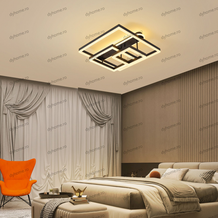 Lustra LED patrat design negru cu telecomanda, dimabila, 214W [4]
