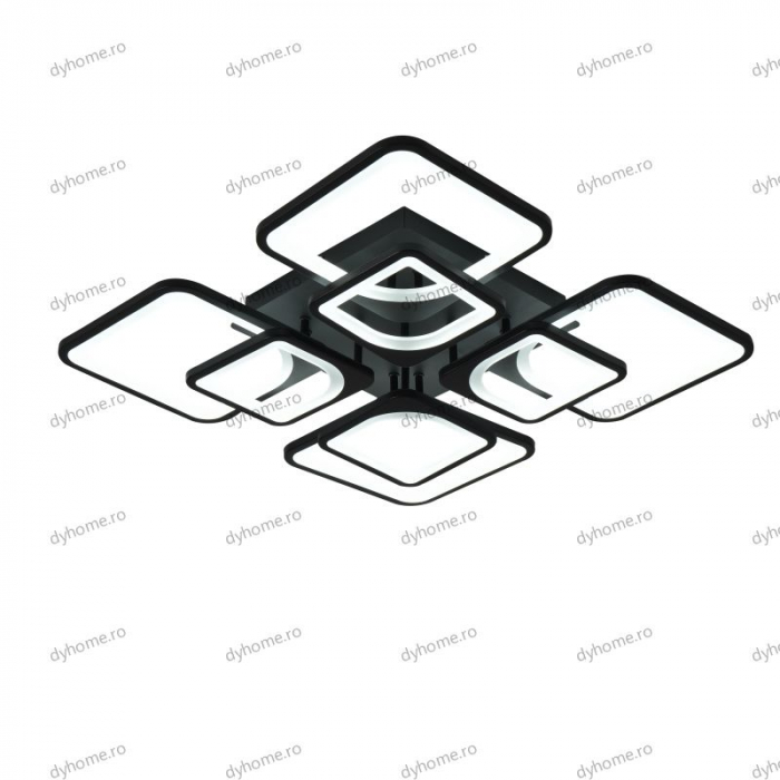 Lustra LED pătrat design negru cu telecomanda, dimabila, 256W [5]