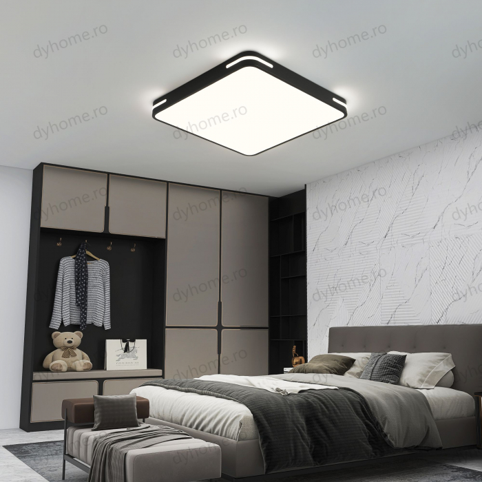 Lustra LED patrat design Negru si Alb cu telecomanda, dimabila, 126W [2]
