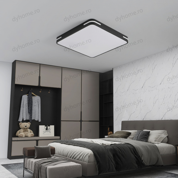 Lustra LED patrat design Negru si Alb cu telecomanda, dimabila, 126W [4]
