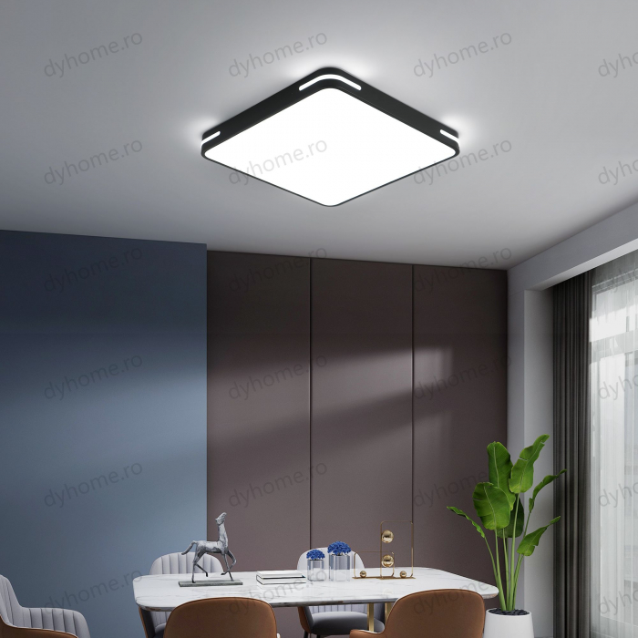 Lustra LED patrat design Negru si Alb cu telecomanda, dimabila, 126W [1]