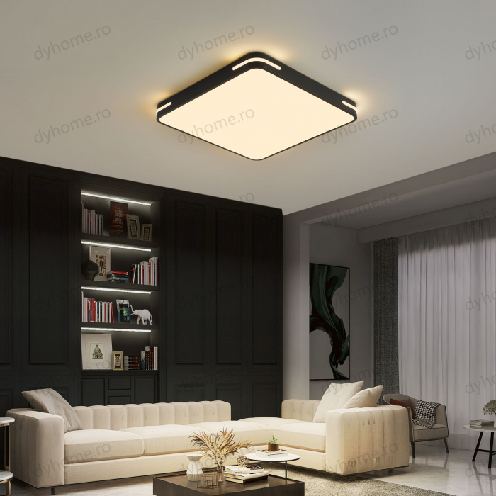 Lustra LED patrat design Negru si Alb cu telecomanda, dimabila, 126W [3]