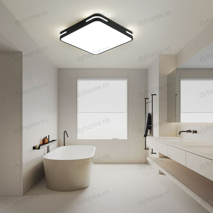 Lustra LED patrat design Negru si Alb, dimabila, 90W [2]