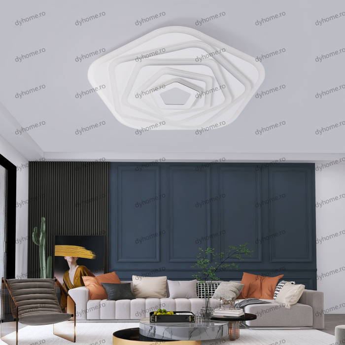 Lustra LED pentagon 3D design cu telecomanda, dimabila, 220W [1]