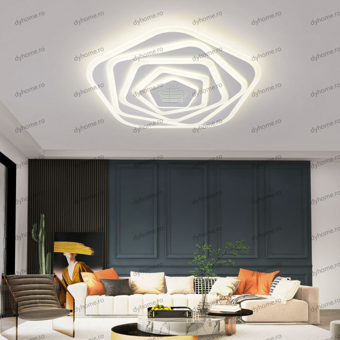 Lustra LED pentagon 3D design cu telecomanda, dimabila, 220W [3]