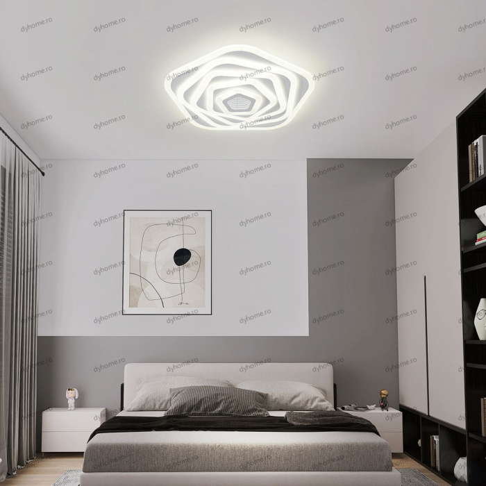 Lustra LED pentagon 3D design cu telecomanda, dimabila, 92W [1]