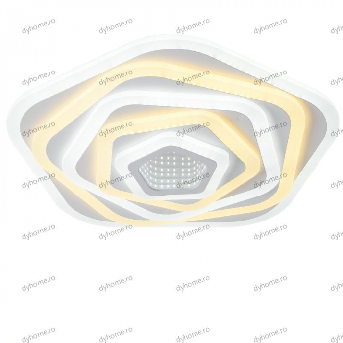 Lustra LED pentagon 3D design cu telecomanda, dimabila, 92W [4]