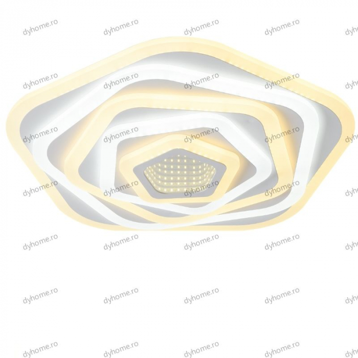 Lustra LED pentagon 3D design cu telecomanda, dimabila, 92W [5]