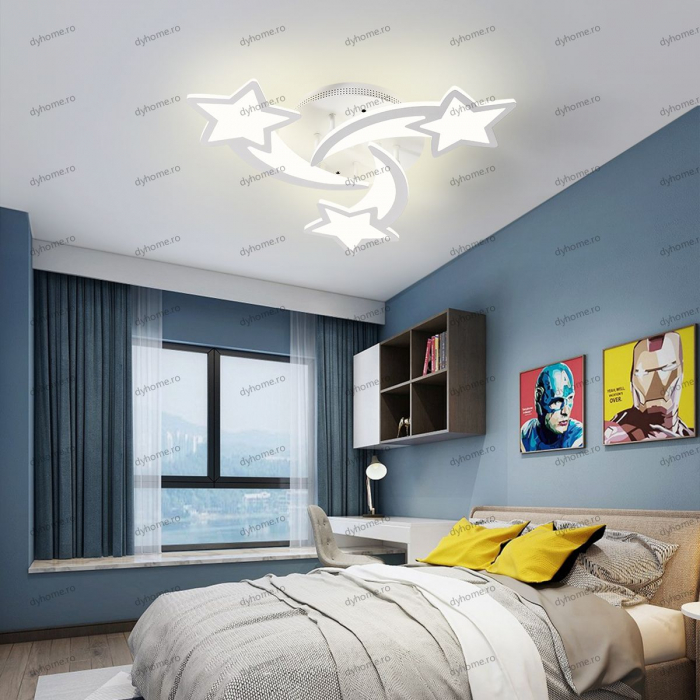 Lustra LED stea design alb cu telecomanda, dimabila, 102W [1]