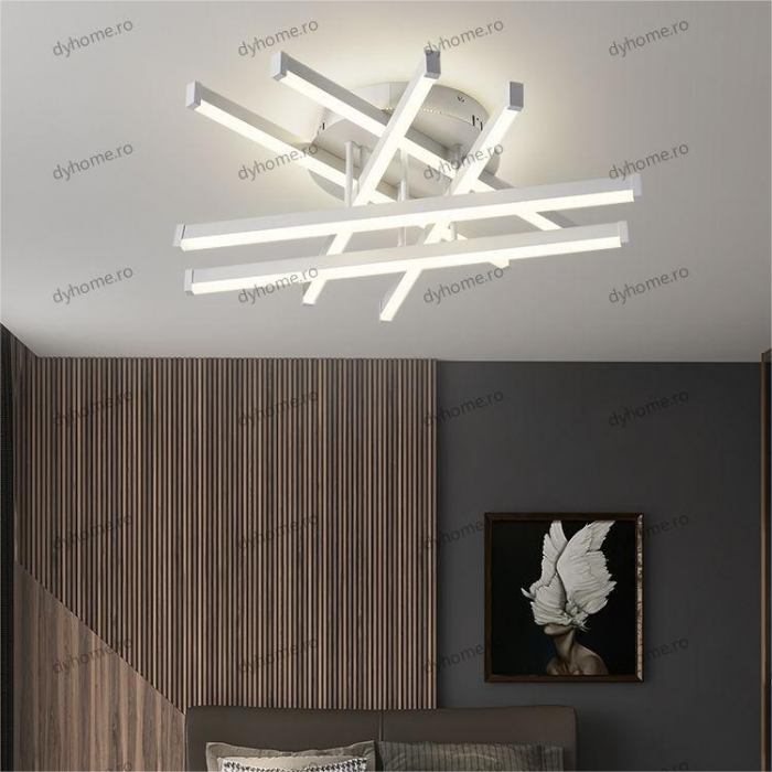 Lustra LED 6 linii design alb cu telecomanda, dimabila, 160W [1]