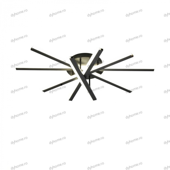 Lustra LED strip light negru cu telecomanda, dimabila, 140W [4]
