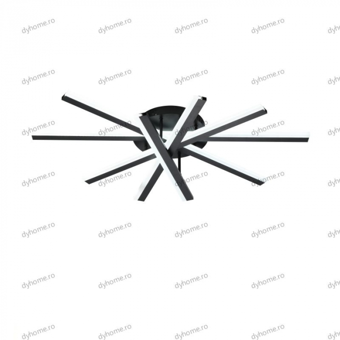 Lustra LED strip light negru cu telecomanda, dimabila, 140W [5]