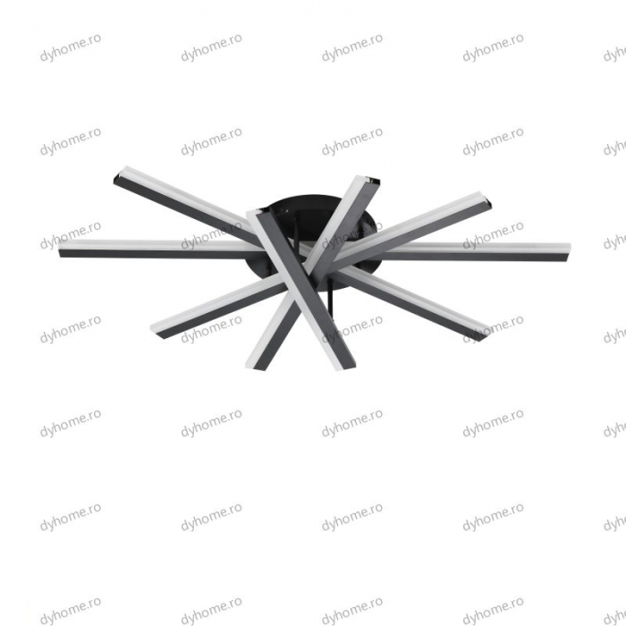 Lustra LED strip light negru cu telecomanda, dimabila, 140W [2]