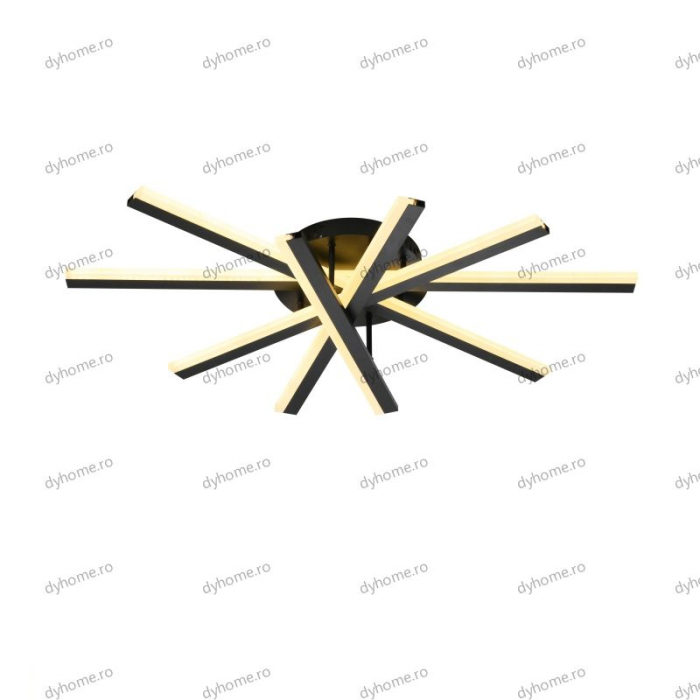 Lustra LED strip light negru cu telecomanda, dimabila, 140W [3]