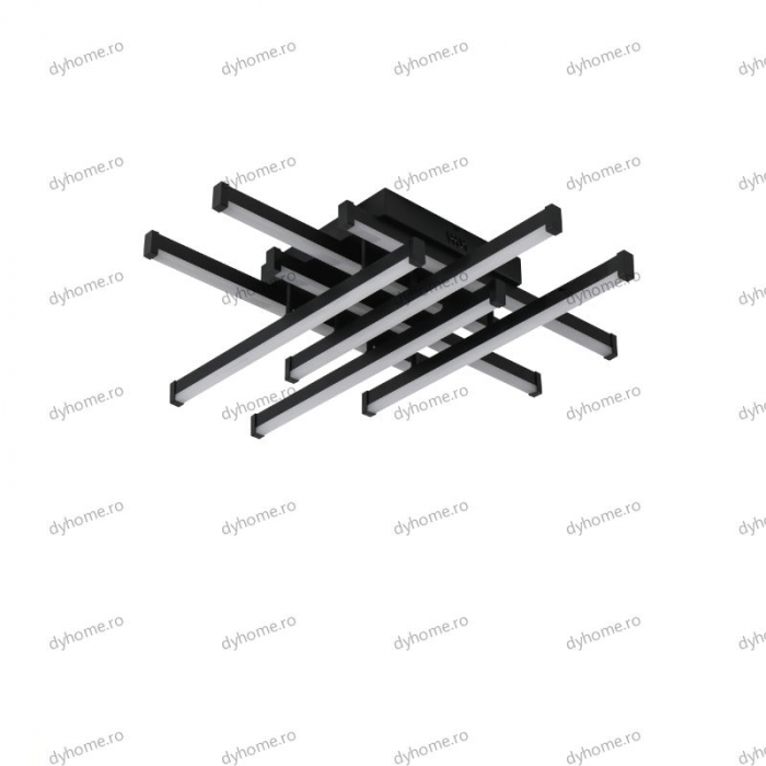 Lustra LED strip light negru cu telecomanda, dimabila, 160W [2]