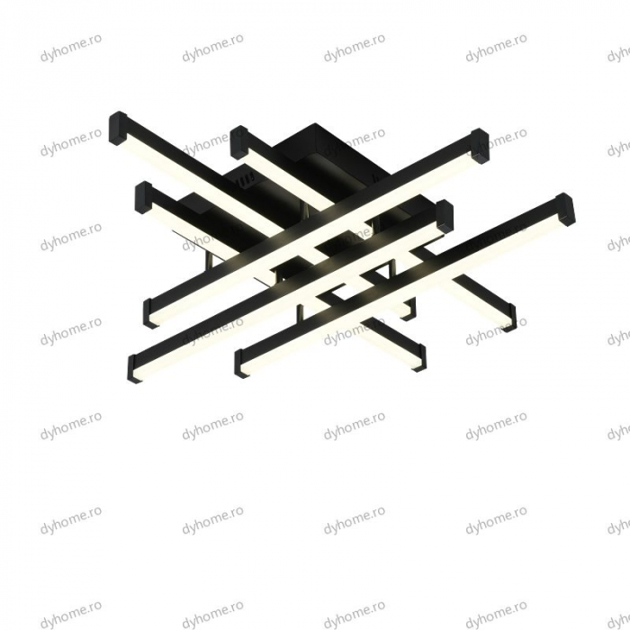 Lustra LED 6 linii design negru cu telecomanda, dimabila, 160W [4]