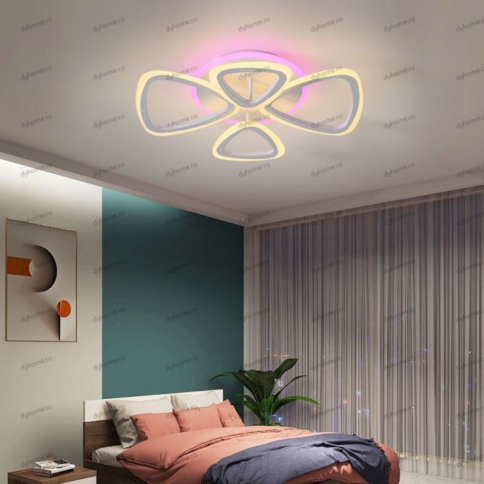 Lustra LED triunghi design alb cu telecomanda, dimabila, 116W [1]