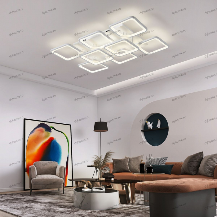 Lustra LED ultrathin patrat design alb cu telecomanda, dimabila, 292W [1]