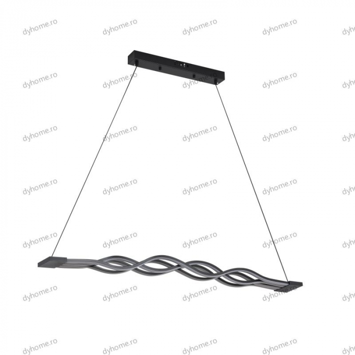 Lustra LED wave design negru cu telecomanda, dimabila, 160W [2]