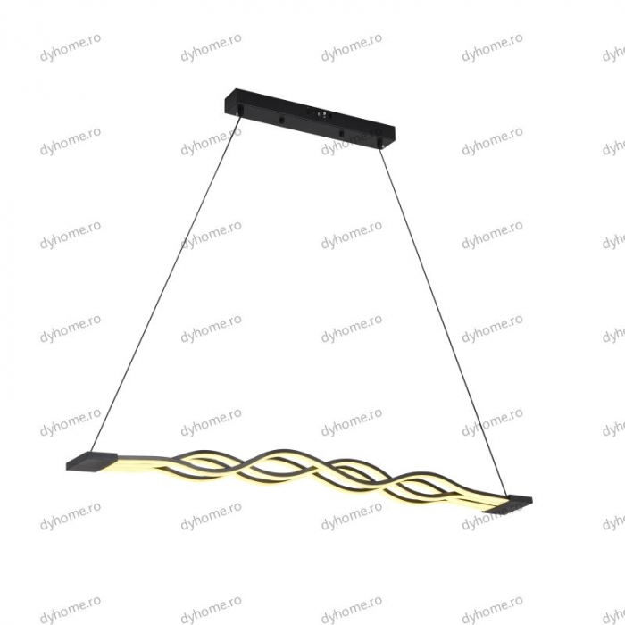 Lustra LED wave design negru cu telecomanda, dimabila, 160W [3]