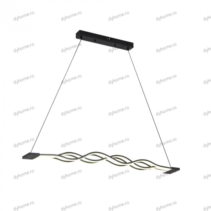 Lustra LED wave design negru cu telecomanda, dimabila, 160W [4]
