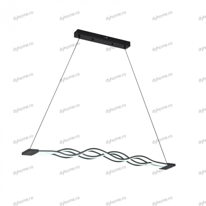 Lustra LED wave design negru cu telecomanda, dimabila, 160W [5]