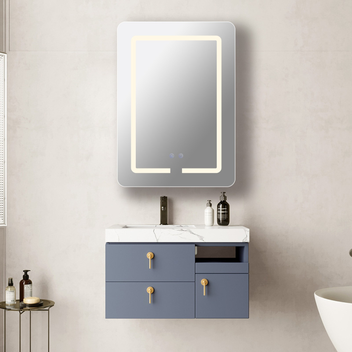 Oglindă Dulap LED Odin dreptunghiulară 50x70cm, ramă din aluminiu nichel, cu dezaburire si touch, 3 tipuri de lumina, IP44, montare perete, ODG4410 [3]