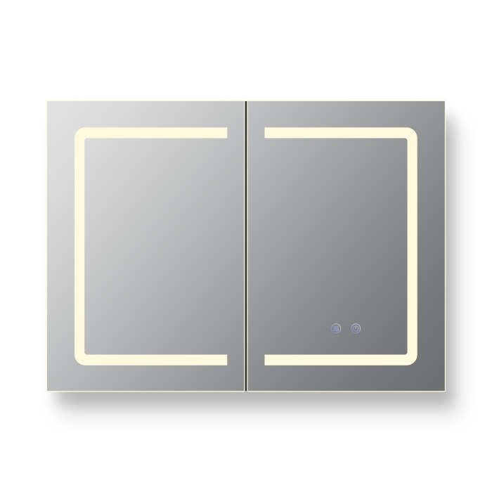 Oglindă Dulap LED Odin dreptunghiulară 60x80cm, ramă din aluminiu argintiu, cu dezaburire si touch, 3 tipuri de lumina, IP44, montare perete, ODG5310 [9]