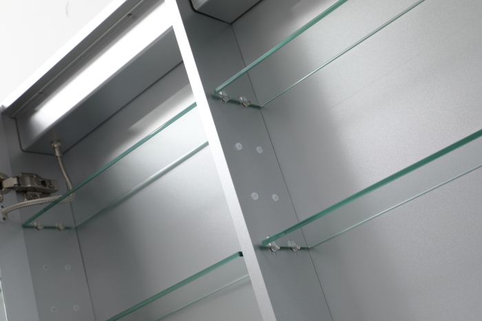 Oglindă Dulap LED Odin dreptunghiulară 60x80cm, ramă din aluminiu argintiu, cu dezaburire si touch, 3 tipuri de lumina, IP44, montare perete, ODG5310 [10]
