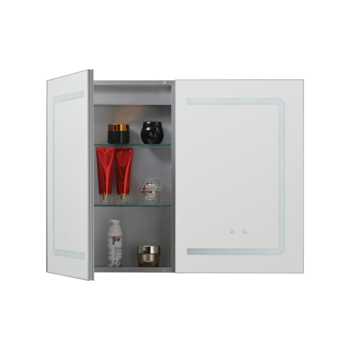 Oglindă Dulap LED Odin dreptunghiulară 60x80cm, ramă din aluminiu argintiu, cu dezaburire si touch, 3 tipuri de lumina, IP44, montare perete, ODG5310 [4]