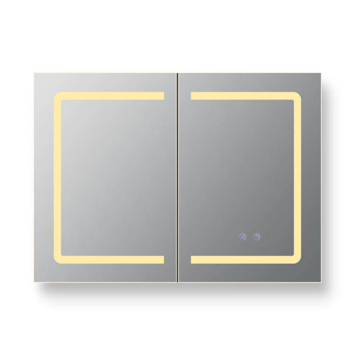 Oglindă Dulap LED Odin dreptunghiulară 60x80cm, ramă din aluminiu argintiu, cu dezaburire si touch, 3 tipuri de lumina, IP44, montare perete, ODG5310 [8]