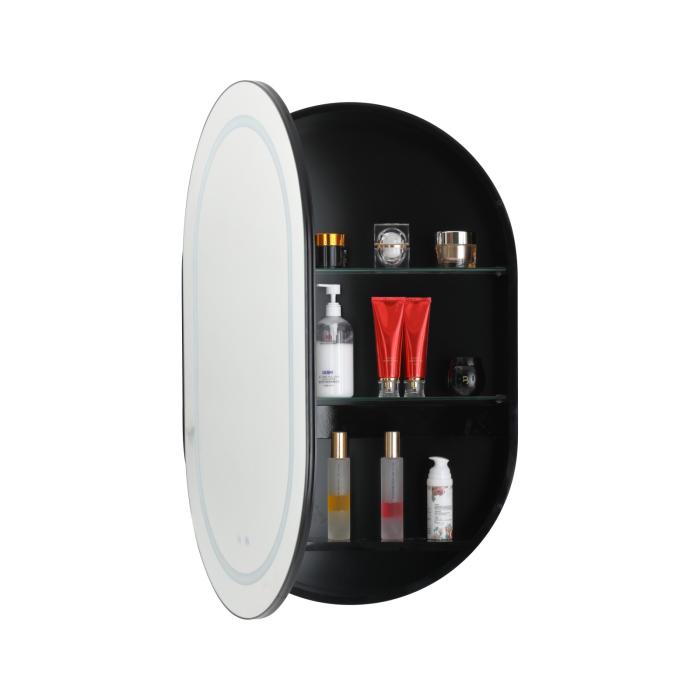 Oglindă Dulap LED Odin ovală 60x90cm, ramă din aluminiu negru, cu dezaburire si touch, 3 tipuri de lumina, IP44, montare perete, ODG5610 [9]