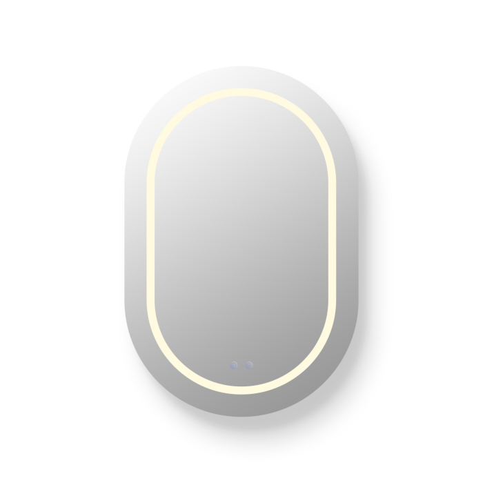 Oglindă Dulap LED Odin ovală 60x90cm, ramă din aluminiu negru, cu dezaburire si touch, 3 tipuri de lumina, IP44, montare perete, ODG5610 [12]