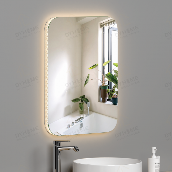 Oglinda LED DY003, 60x80, Intrerupator Touch Si Dezaburire, 3 Tipuri De Lumina Si Dimabila, Rama din Acril [2]