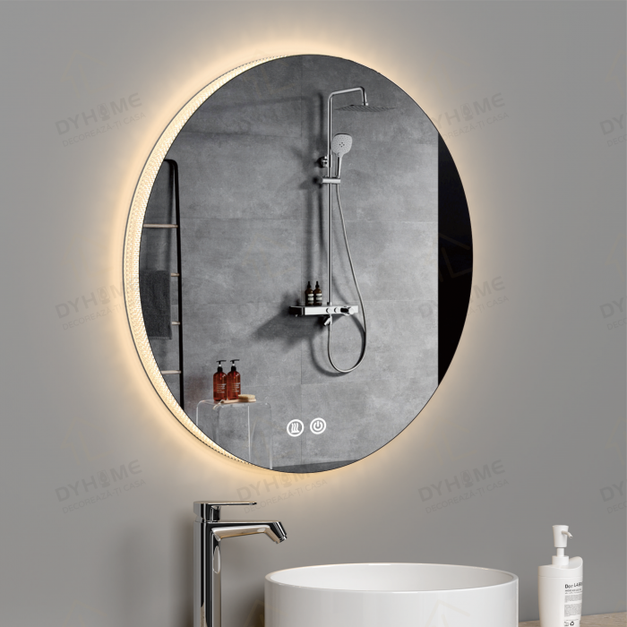 Oglinda LED DY005, Rotunda 60cm, Intrerupator Touch Si Dezaburire, 3 Tipuri De Lumina Si Dimabila, Rama din Acril [3]