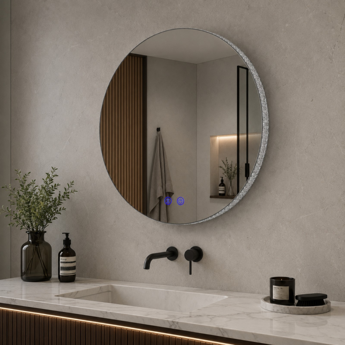 Oglinda LED DY005, Rotunda 60cm, Intrerupator Touch Si Dezaburire, 3 Tipuri De Lumina Si Dimabila, Rama din Acril [3]
