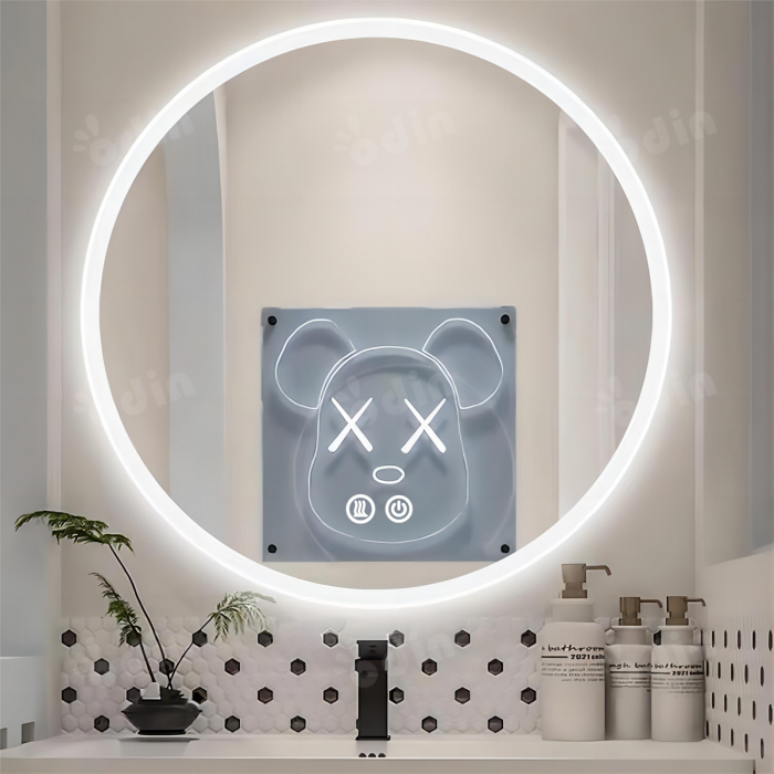 Oglinda LED DY013-80, Rotunda 80cm, Intrerupator Touch Si Dezaburire, 3 Tipuri De Lumina Si Dimabila [3]
