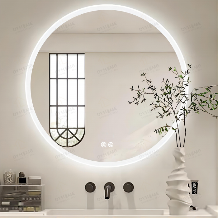 Oglinda LED DY012, Rotunda 60cm, Intrerupator Touch Si Dezaburire, 3 Tipuri De Lumina Si Dimabila, Margine Mata [2]