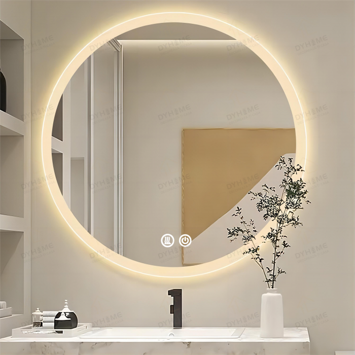 Oglinda LED DY012, Rotunda 60cm, Intrerupator Touch Si Dezaburire, 3 Tipuri De Lumina Si Dimabila, Margine Mata [3]