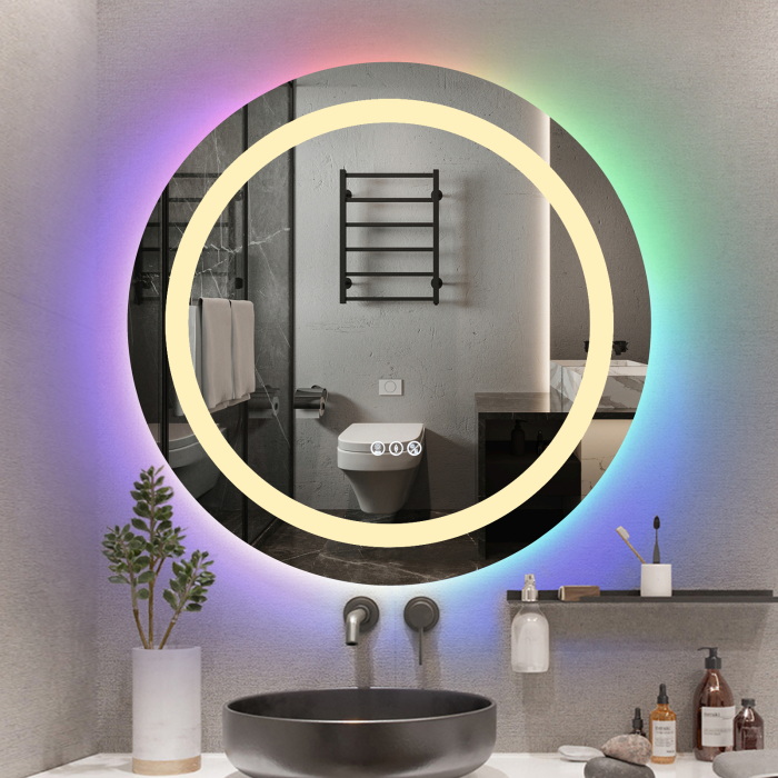 Oglinda LED DY013RGB, Rotunda 70cm, Intrerupator Touch si Dezaburire, 3 Tipuri De Lumina Si Dimabila [4]