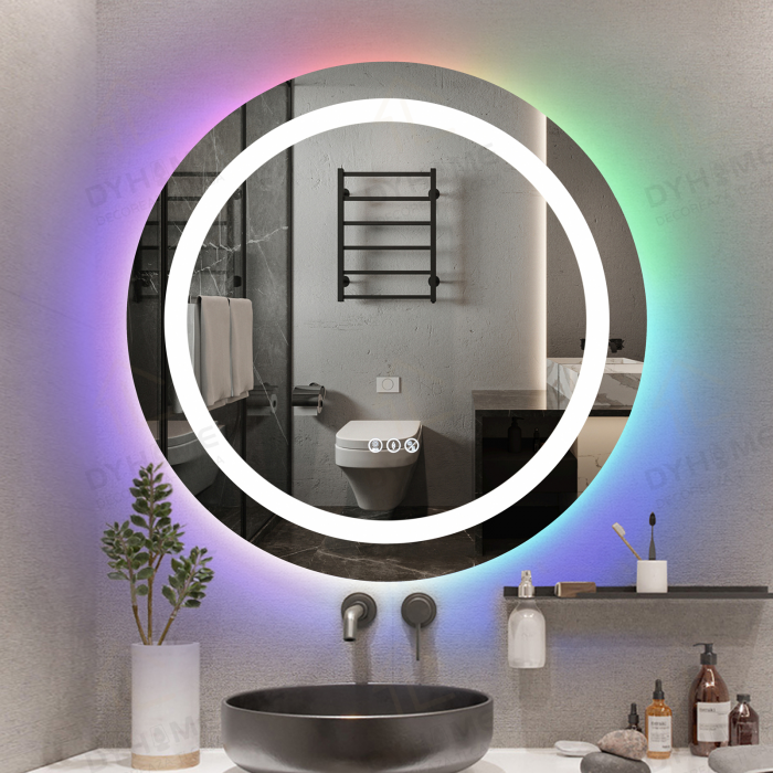 Oglinda LED DY013RGB, Rotunda 70cm, Intrerupator Touch si Dezaburire, 3 Tipuri De Lumina Si Dimabila [2]
