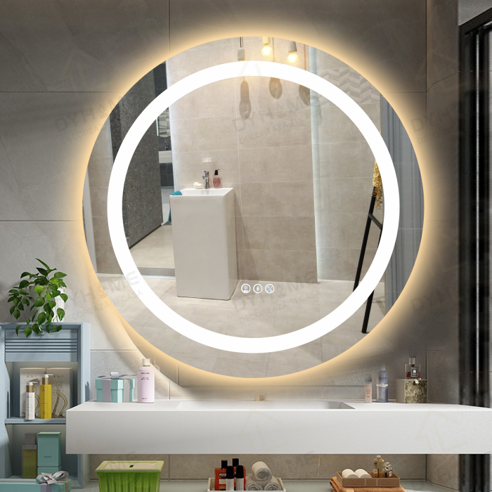 Oglinda LED DY013RGB, Rotunda 70cm, Intrerupator Touch si Dezaburire, 3 Tipuri De Lumina Si Dimabila [5]