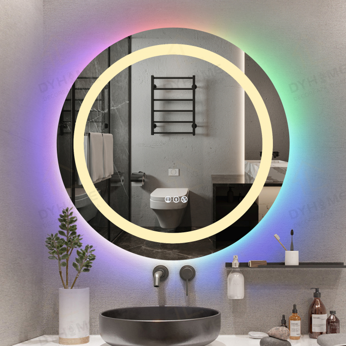 Oglinda LED DY013RGB, Rotunda 70cm, Intrerupator Touch si Dezaburire, 3 Tipuri De Lumina Si Dimabila [3]