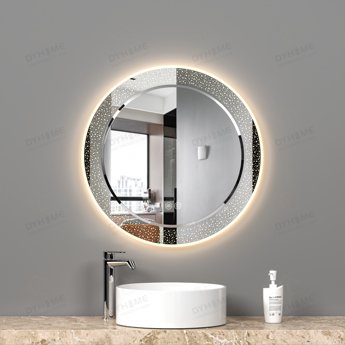 Oglinda LED DY014, Rotunda 80cm, Intrerupator Touch si Dezaburire, 3 Tipuri De Lumina Si Dimabila [2]
