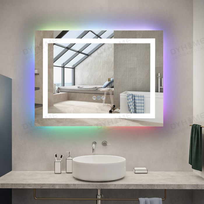 Oglinda LED DY014RGB, 80x60, Intrerupator Touch Si Dezaburire, 3 Tipuri De Lumina Si Dimabila [3]