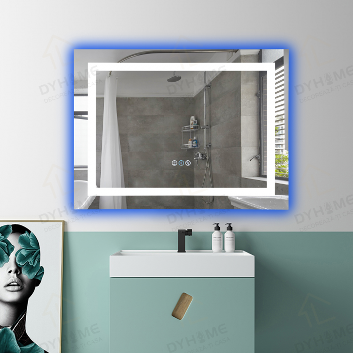 Oglinda LED DY014RGB, 80x60, Intrerupator Touch Si Dezaburire, 3 Tipuri De Lumina Si Dimabila [4]