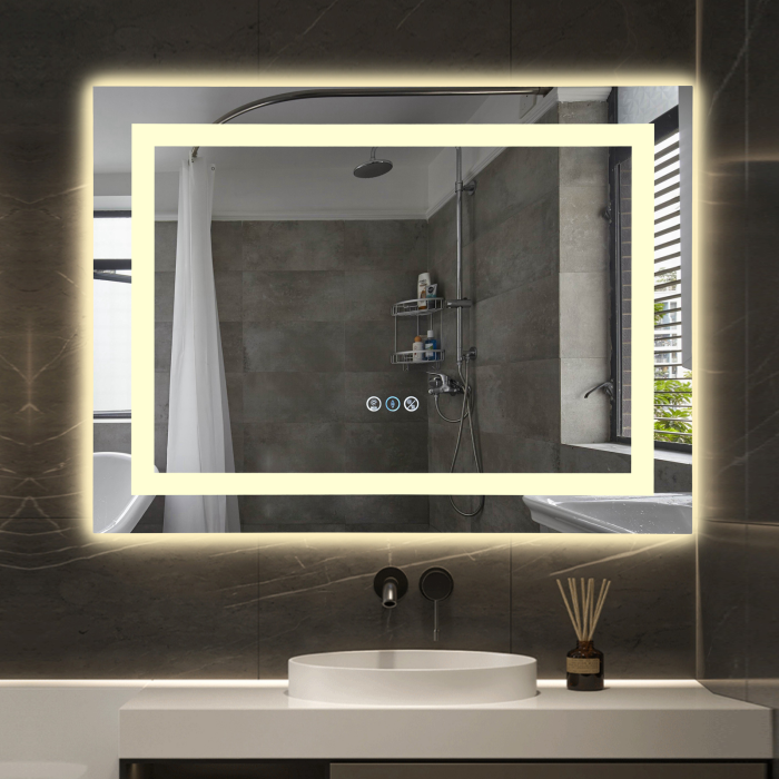 Oglinda LED DY014RGB, 80x60, Intrerupator Touch Si Dezaburire, 3 Tipuri De Lumina Si Dimabila [6]