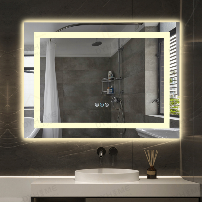 Oglinda LED DY014RGB, 80x60, Intrerupator Touch Si Dezaburire, 3 Tipuri De Lumina Si Dimabila [5]